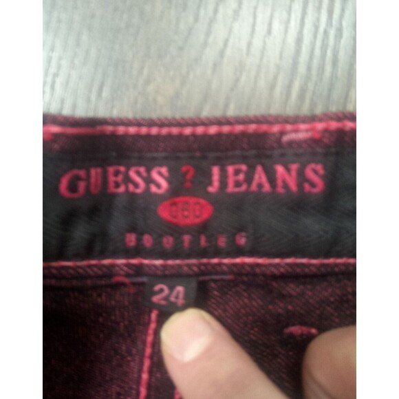 Vtg GUESS USA Bootleg Jeans Women's Size 24 Red Black - Picture 5 of 5